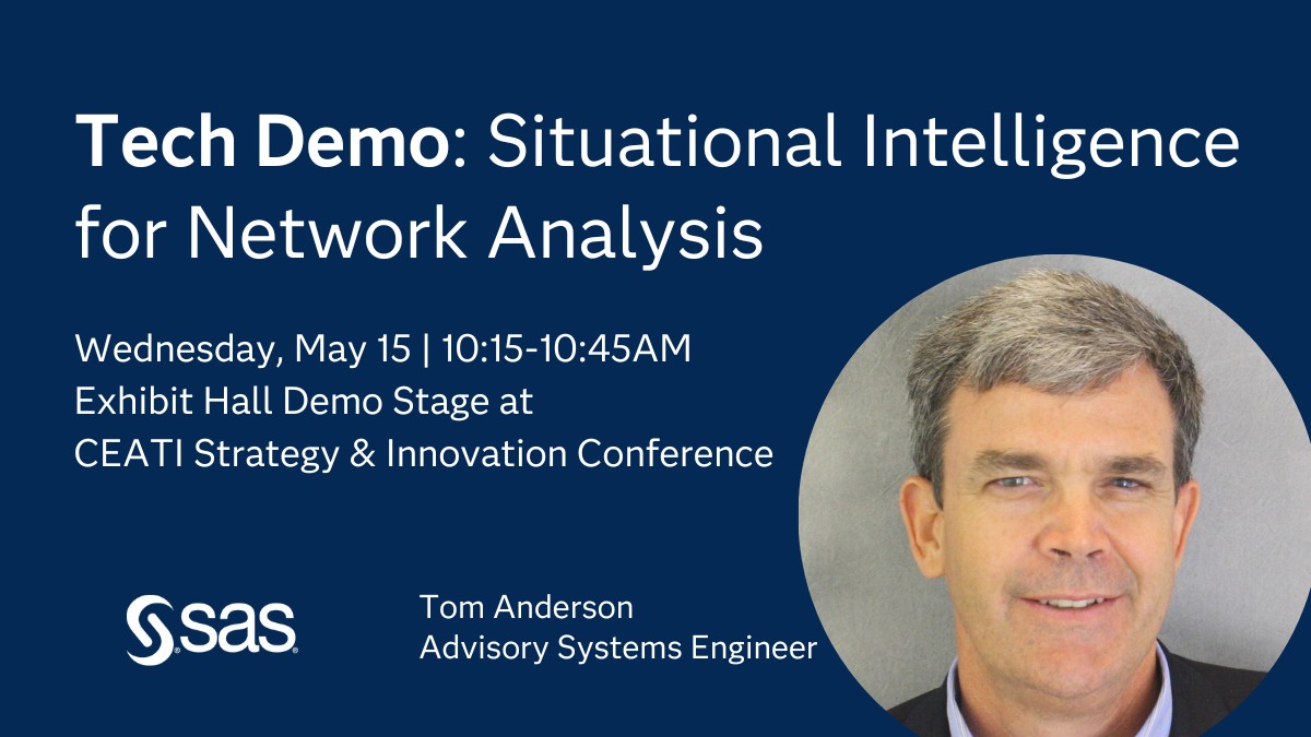 Explore Situational Intelligence for Network Analysis with SAS and Tom Anderson!  Discover how we optimize utility network operations through circuit capacity, performance analysis, real-time streaming power flow, and more! 2.sas.com/6016jIjCu