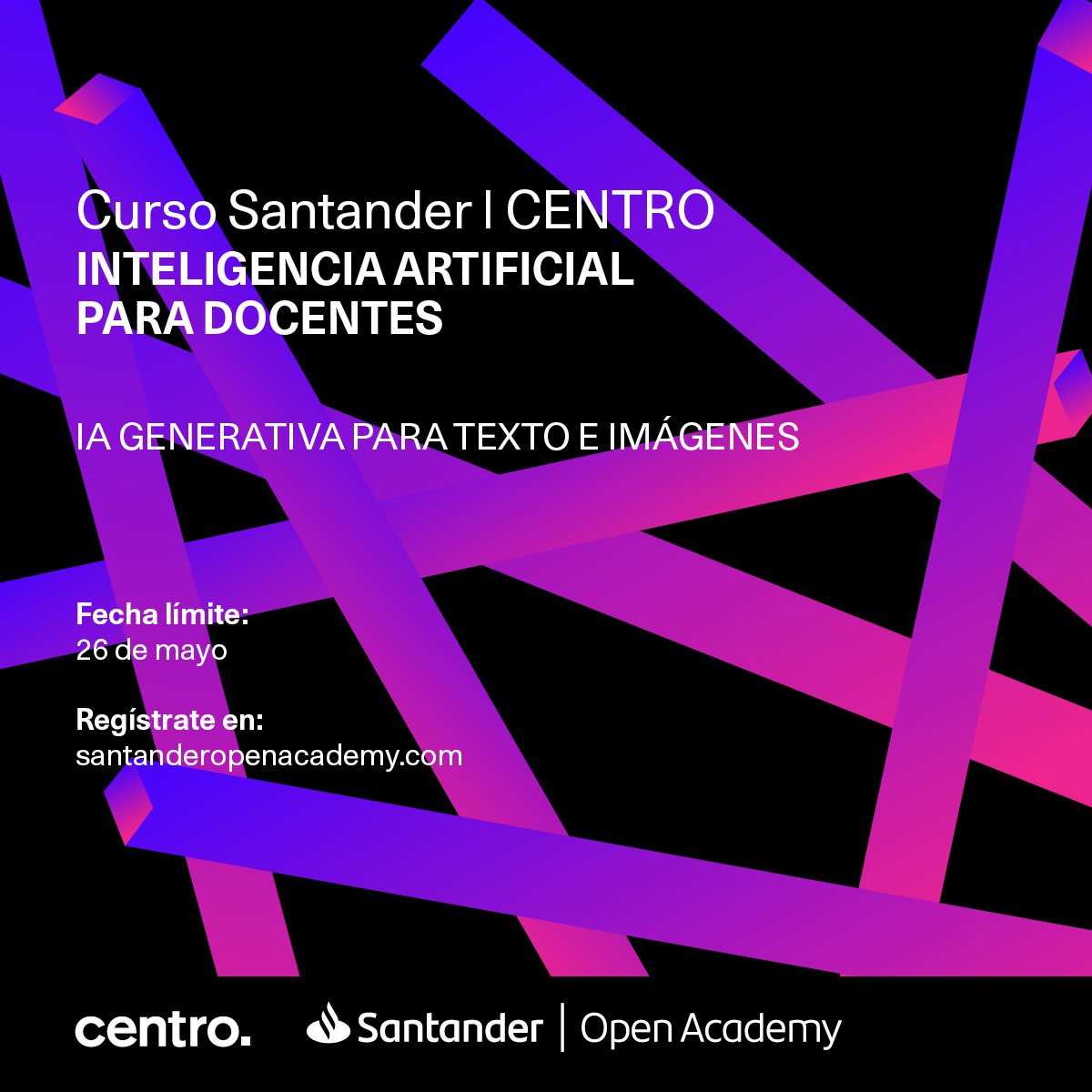 El programa consiste en la exploración de los distintos alcances de la Inteligencia Artificial generativa, aprendiendo a crear contenidos dinámicos.

👉 Regístrate en bit.ly/4bdx4N4
📆 Antes del 26 de mayo

#SantanderUniMx #CursoSantander