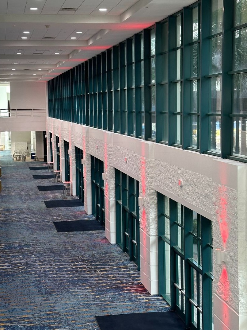 This post season, to support our <a href="/flapanthers/">Florida Panthers</a> on their hunt for the Stanley Cup, we turned the entire convention center building red. Including our new uplighting in the Hall-B lobby space. 

Let's go Panthers! #TimeToHunt #VisitLauderdale