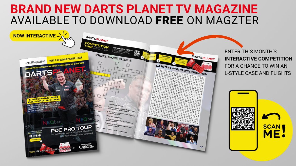 The BRAND NEW Darts Planet TV Magazine is now available FREE and INTERACTIVE worldwide on Magzter! To read the latest issue and enter the FREE COMP to win an @LstyleEurope case & flights. Go here >> magzter.com/.../Darts.../D… #darts #magazine #free #win #dartsnews #magzter