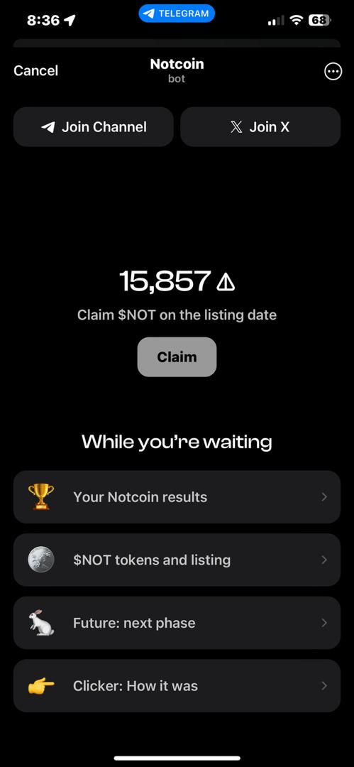 Just in claim for #notcoin has been opened You can now claim your Notcoin , however 1.5% of your total balance will be deducted if you choose to claim now . Click wisely and see you soon 🔜 $SHC @SchoolHackCoin