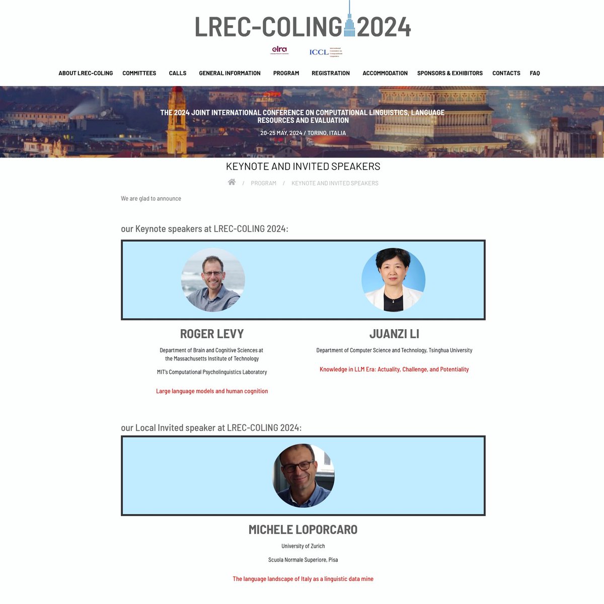 We are delighted to introduce our amazing lineup of invited speakers for LREC-COLING 2024! 🌟 lrec-coling-2024.org/keynote-and-in… Stay tuned as we reveal sneak peeks about their talks over the next few days. #NLProc @knmnyn @NicolettaCZ