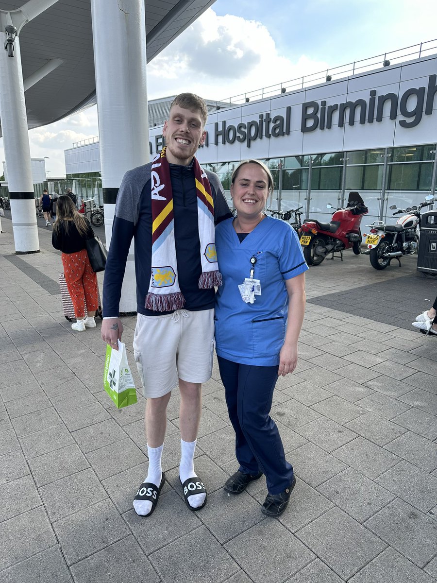 After one of the worst experiences a parent can go through , following intervention from a list of amazing people to long to mention , I get to post a photo of my boy walking out of hospital 8 days after cardiac arrest . Words will never be enough. VTID 💜🩵💜🩵