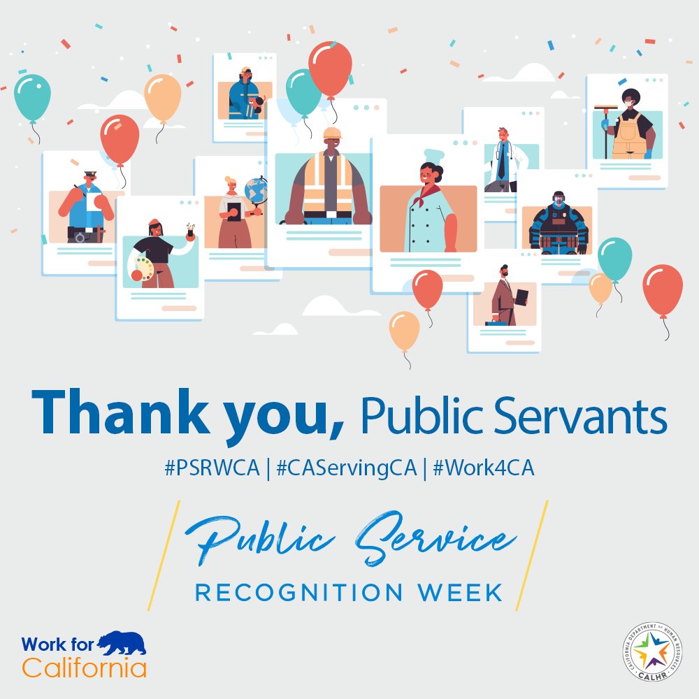 As Public Service Recognition Week comes to a close, we again thank California's public employees for their countless contributions to our state! #CAservingCA #PSRWCA