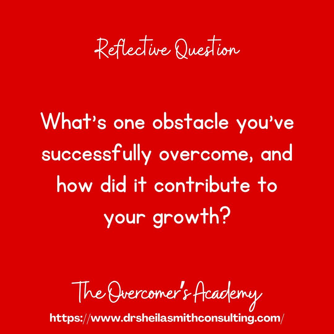 𝐎𝐯𝐞𝐫𝐜𝐨𝐦𝐢𝐧𝐠 𝐎𝐛𝐬𝐭𝐚𝐜𝐥𝐞𝐬

Reflecting on your journey, what's one obstacle you've successfully overcome, and how did it contribute to your growth? Share your story with us and inspire others on their path to redemption! 

#TheOvercomersAcademy #Grandmasinbusiness🌟