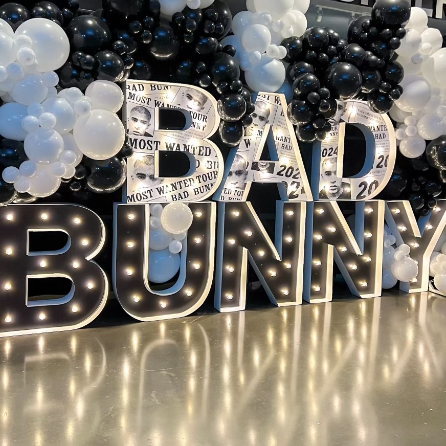 Lights, Camera, Action! BAD BUNNY 📸 Photo op at Section 112 🎈Confetti Castle