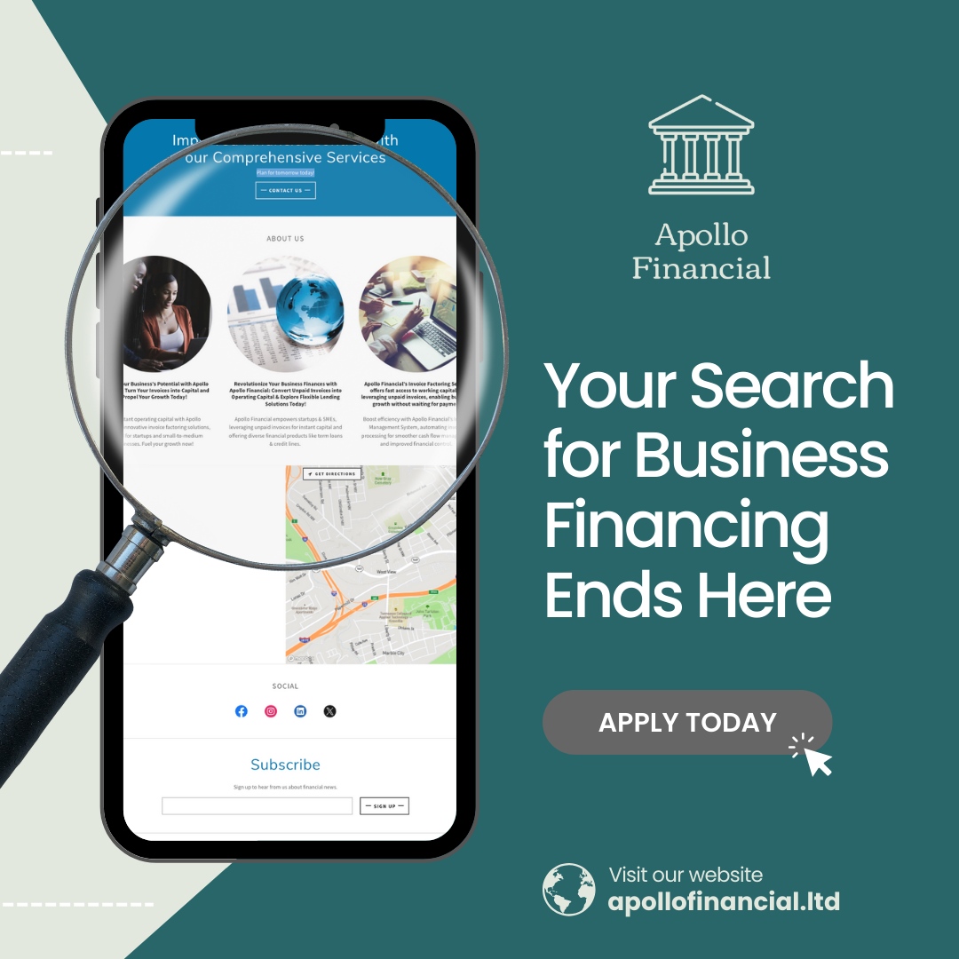 ApolloFSG's tweet image. Apollo Financial,  offers tailored funding solutions to fuel your business growth and success. Stop searching and start thriving with us by your side. Contact us today to explore your options! 

#InvoiceAdvance #BusinessLending #BoostYourCashFlow #StartupSupport #FinanceMadeEasy