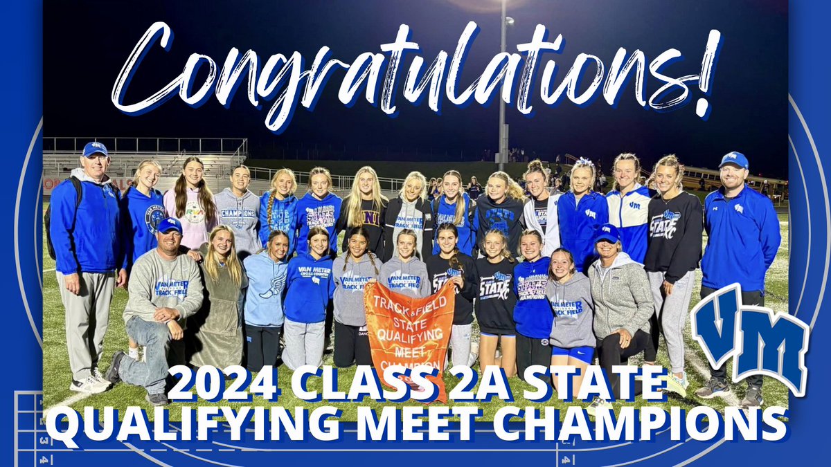 CONGRATULATIONS to our 2024 Class 2A State Qualifying Meet Champions! They will run their final races of the year at Drake Stadium next week! 🎉  Way to go!