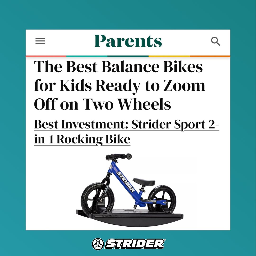 'This longtime favorite balance bike can be bundled with a rocking base for babies, who can then use it on wheels for years to come.' - @parents 🔗 Visit bit.ly/4bc5foD to read more! #ParentsMagazine #StriderBikes #StrideOn