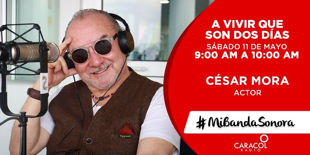 Este sábado en #MiBandaSonora tendremos al gran @CesarionMora, actor, compositor y cantante colombiano🎭🎤. Conozca más sobre este personaje a través de sus canciones favoritas... o tras bambalinas, como dicen en el teatro🎶🎬.