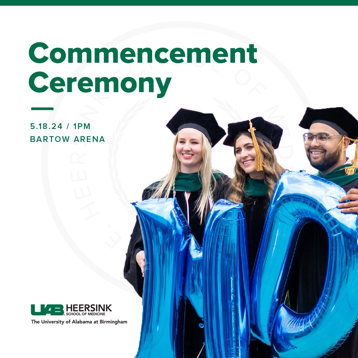 It's almost time! The UAB Heersink School of Medicine will celebrate Commencement on Saturday, May 18 at 1 p.m.! Follow us on Instagram for live Commencement updates, and tag us in your photos to be part of the celebration on social! #UABHeersink More: uab.edu/medicine/home/…