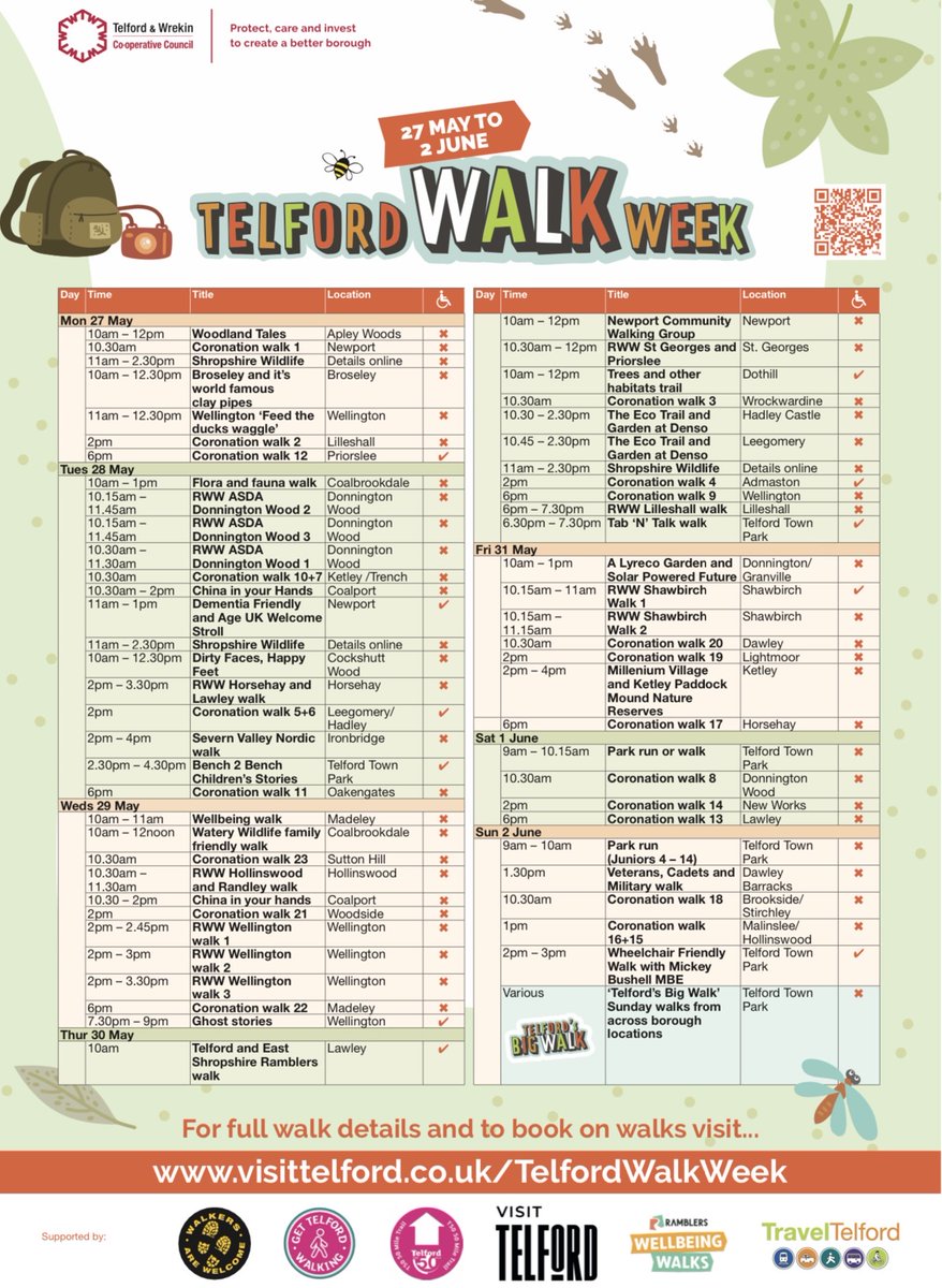 Like us, getting sad that the Festival is nearly over? If so, check out Telford Walk Week below - visit the website for more details -www.visittelford.co.uk/telfordwalkweek and there is spaces available for Sunday 2nd June  telfordt5050miletrail.org.uk/eventsandsales