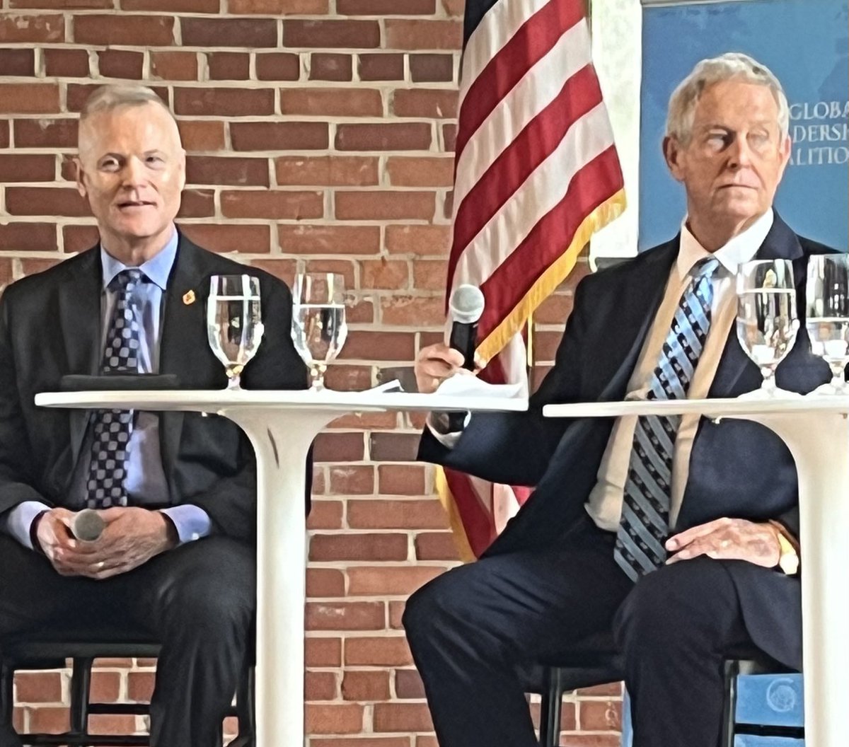 Great lunch today by ⁦@USGLC⁩ with speakers Congressman ⁦@RepJoeWilson⁩ and General Tom Jones on the need for strong USA leadership, both militarily and diplomatically, in the world. Strong leadership is important for our national security and economic strength.