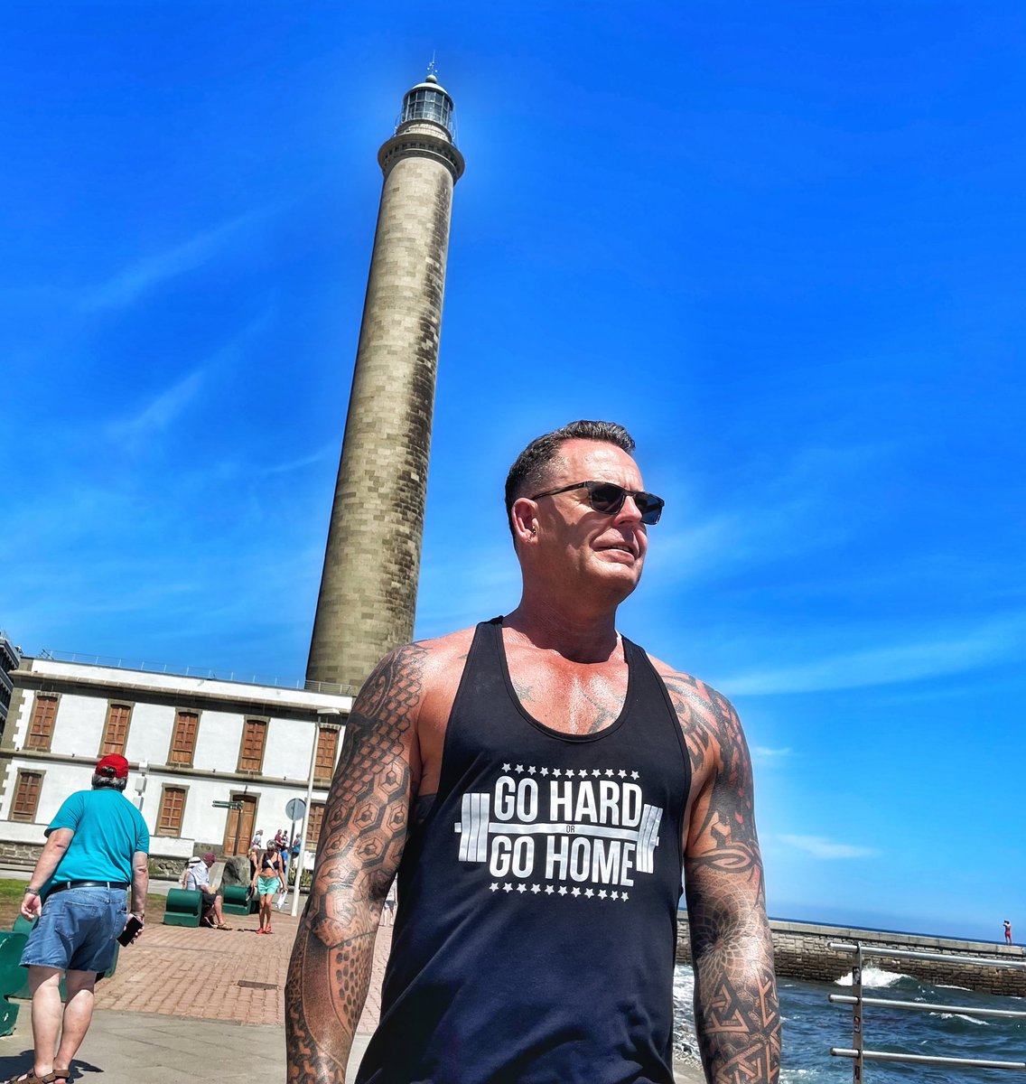 As the press would say, this is my “rarely seen” husband. He’s not a hermit, he’s just not that into social media, but was happy for me to share this one from this afternoon ❤️ #husbands #lgbt #maspalomas #gaypride #grancanariapride #gaygrancanaria #gym #gayfit #tattoos
