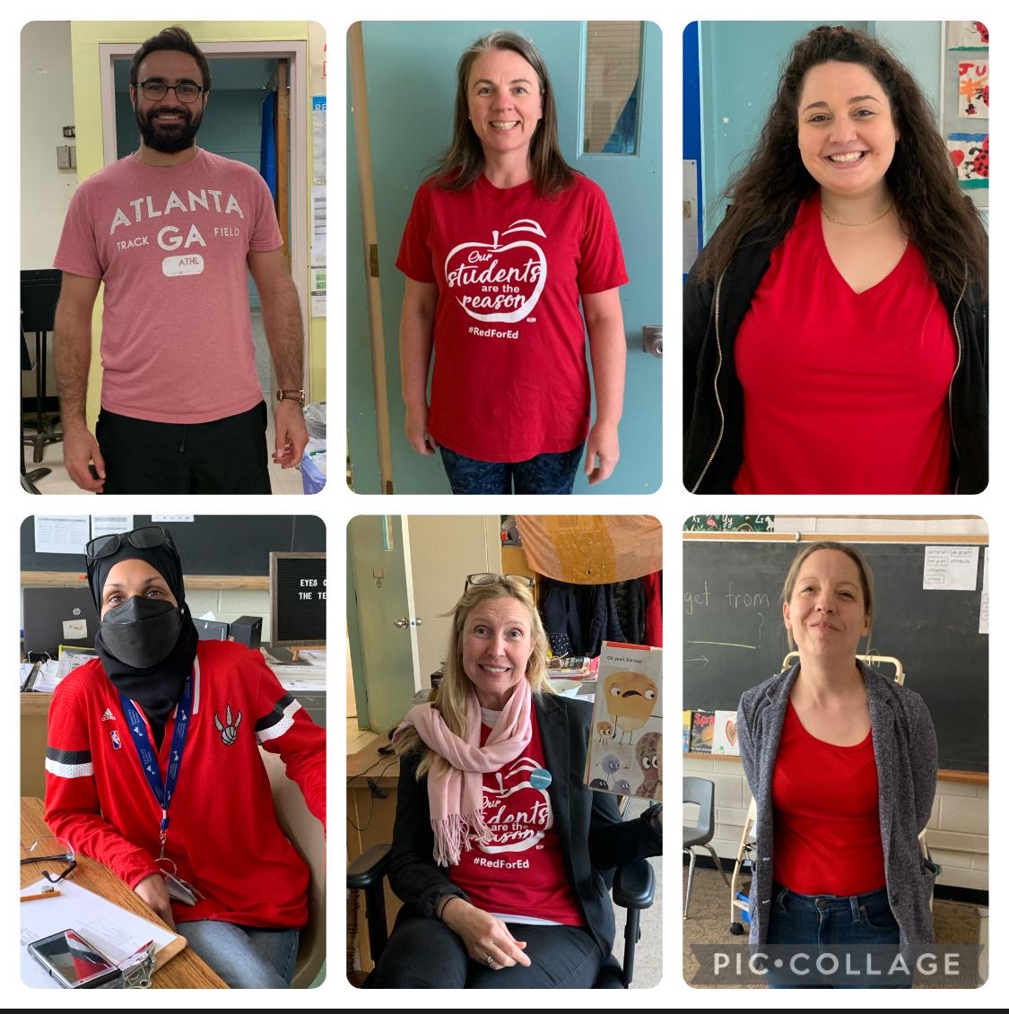The amazing teachers at Vradenburg JPS are wearing #ETTRedforEd to express their solidarity in our fight for better working conditions & learning conditions. Negotiations resume on Monday! 🍎 @ElemTeachersTO #OntEd #EducationUnafraid
