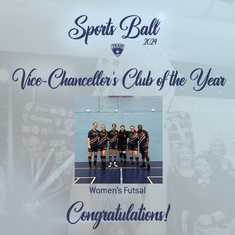 Our final award of the night…

Vice-Chancellor’s Club of the Year goes to Women’s Futsal 🏆 

#WeAreSun #Belong