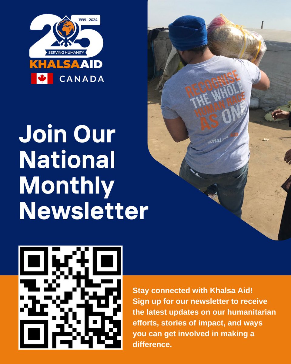 Subscribe to our Newsletter to learn more about Khalsa Aid Canada 🙏🏽 #khalsaaid #canada #seva #KhalsaAid25 #BeKind25