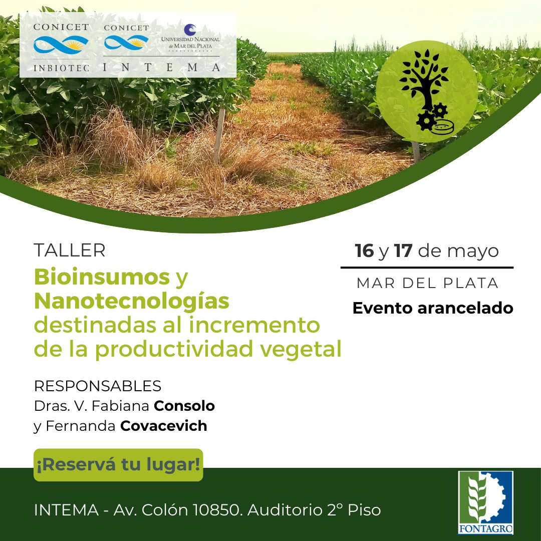 📣 Taller de bioinsumos y enano tecnologías destinadas al incremento de la productividad vegetal

📝El evento organizado por integrantes del <a href="/InbiotecConicet/">INBIOTEC-CONICET</a> y del <a href="/INTEMA_MDP/">INTEMA_CONICET_UNMDP</a>, se llevará a cabo el 16 y 17 de mayo

📲Inscripciones en inbiotec-conicet.gob.ar/bioinsumosynan…