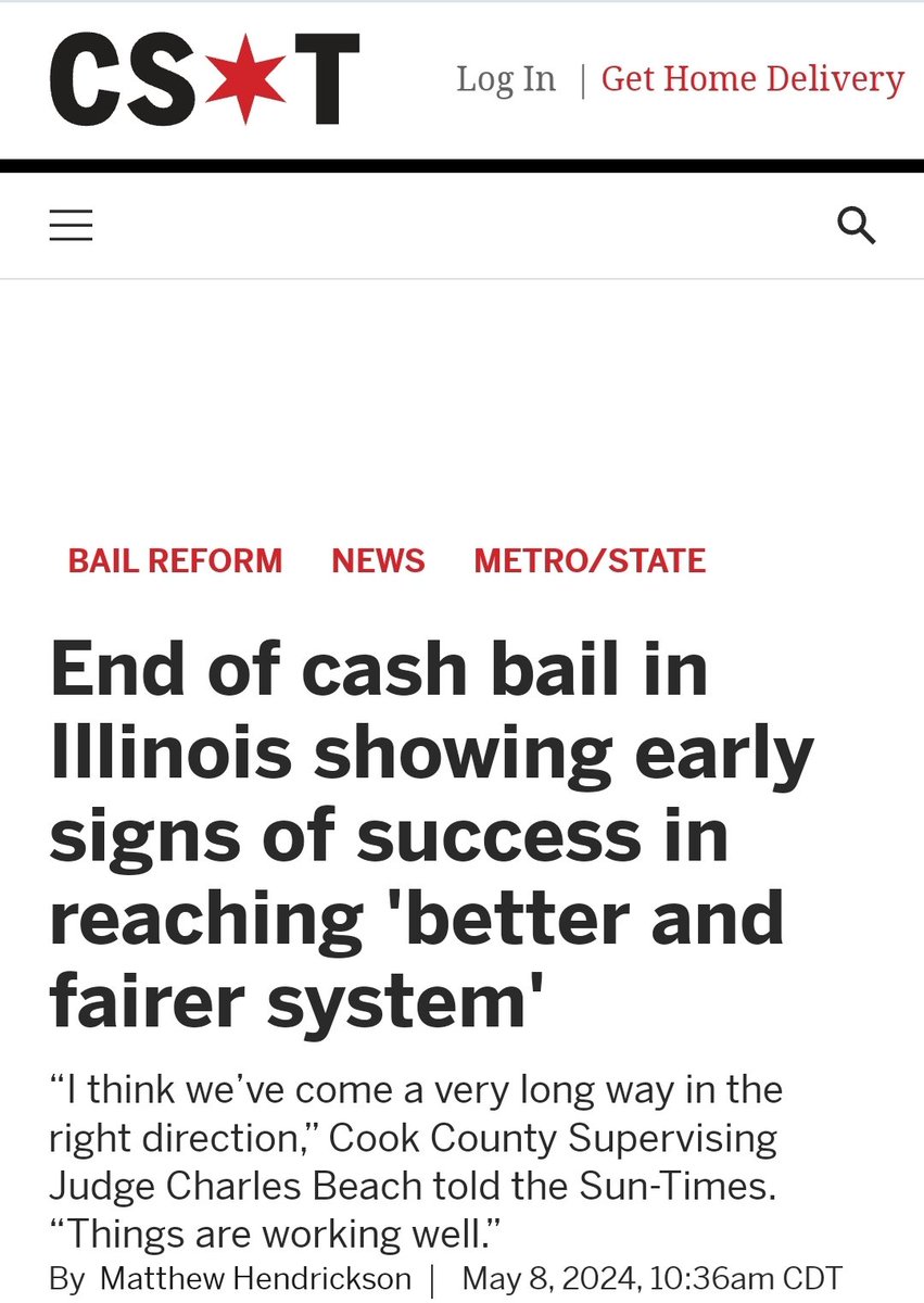 It's been nearly 8 months since Illinois became the first state to completely #EndMoneyBail and everyone is saying that it's working. Color us unsurprised!