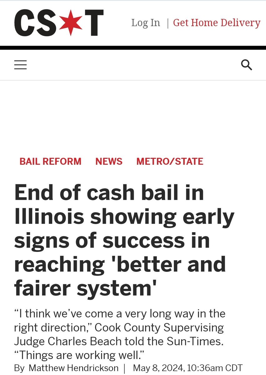 It's been nearly 8 months since Illinois became the first state to completely #EndMoneyBail and everyone is saying that it's working.

Color us unsurprised!