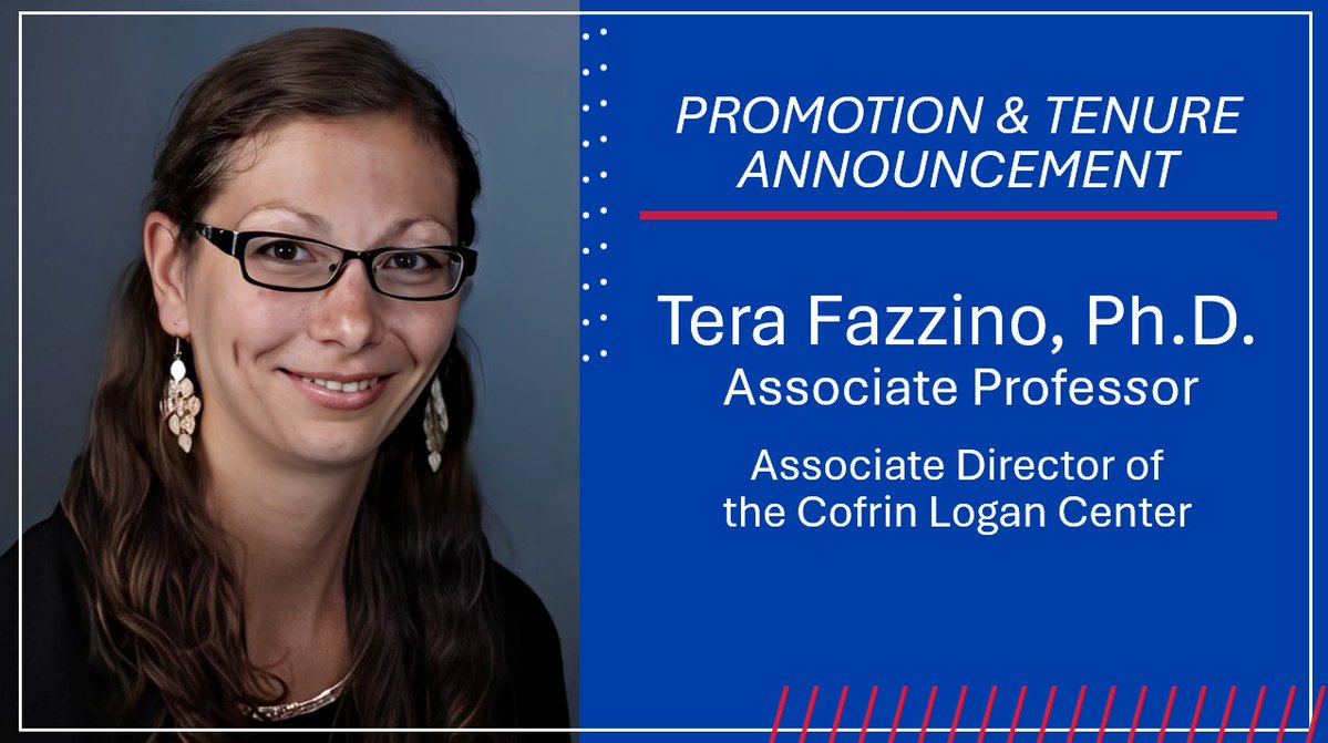 Cofrin Logan Center Associate Director Dr. Tera Fazzino has been promoted to Associate Professor and awarded tenure in the KU Dept. of Psychology!

Congratulations, Dr. Fazzino!🎉