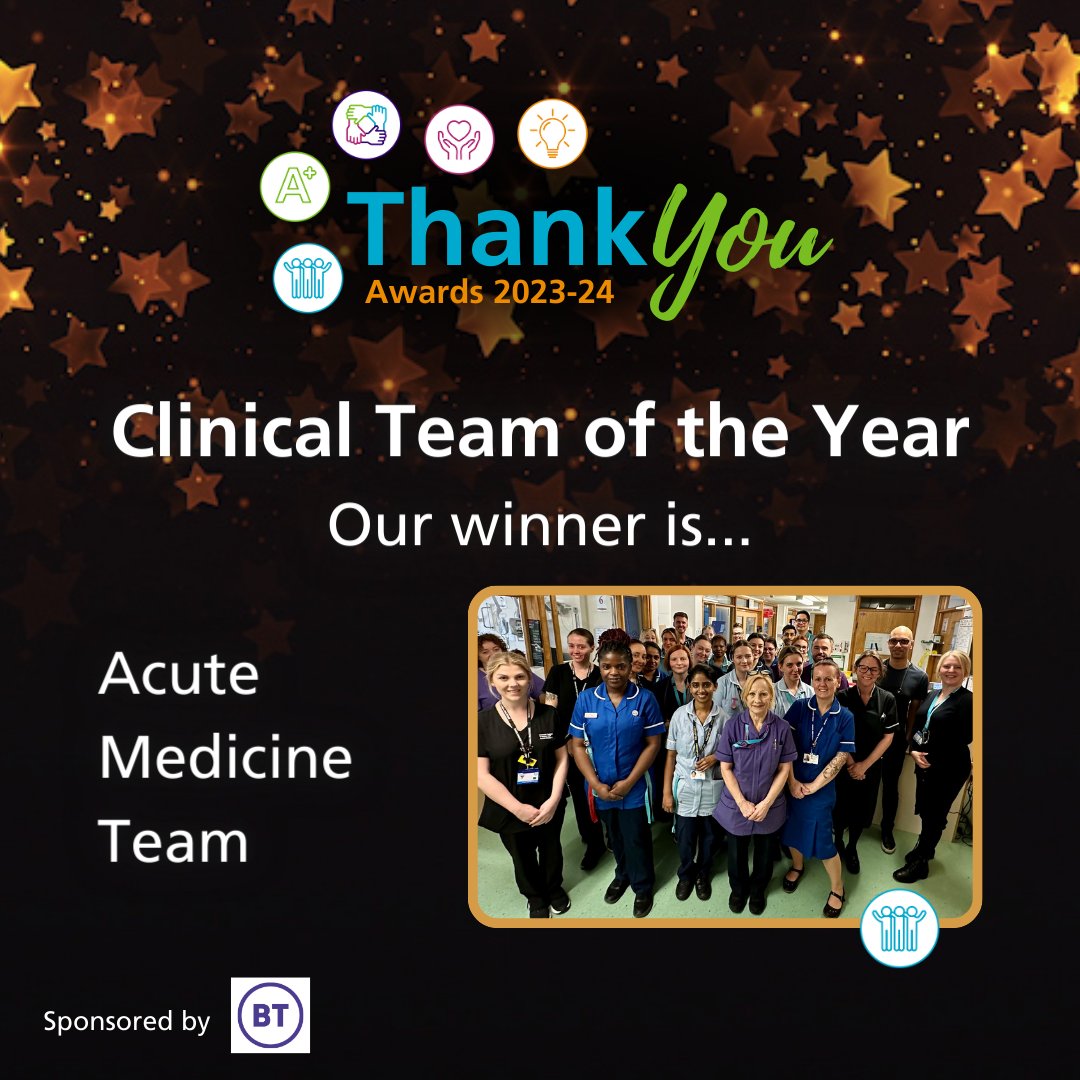 👏 It's time to announce the winner of the Clinical Team of the Year Award. Congratulations… Acute Medicine Team! Their exceptional teamwork ensures compassionate and safe care for all our patients. Let's give them a round of applause! #ThankYouWHH