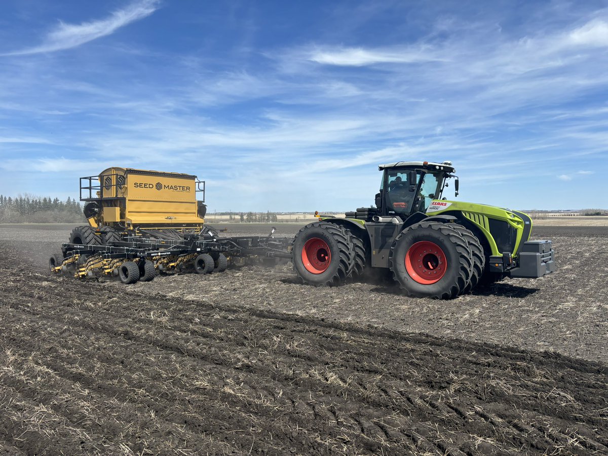 Nice day to start a new drill. <a href="/OldsCollege/">Olds College of Agriculture & Technology</a> will love this unit. <a href="/SeedMasterMfg/">SeedMaster Mfg.</a>