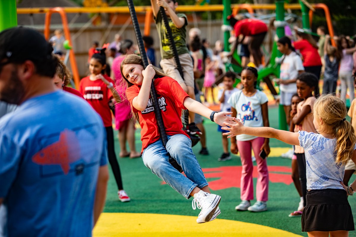 📸: The Fall Creek Elementary playground dedication was a BUZZZZZ of excitement! The new Bugs World-themed playground is open! #ShineALight #SendItOn