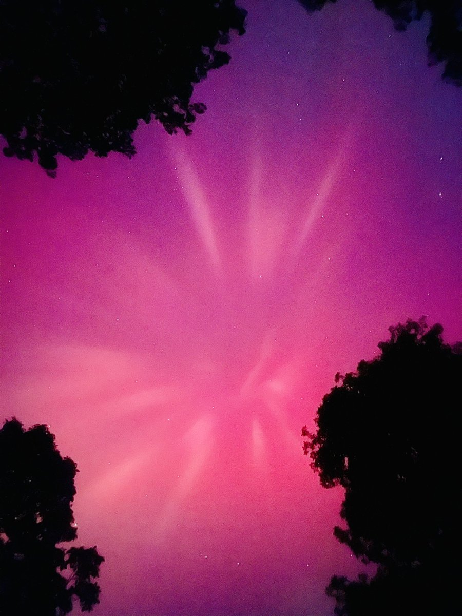 The Northern Lights aurora borealis dancing over Oxford, MS! Absolutely amazing!