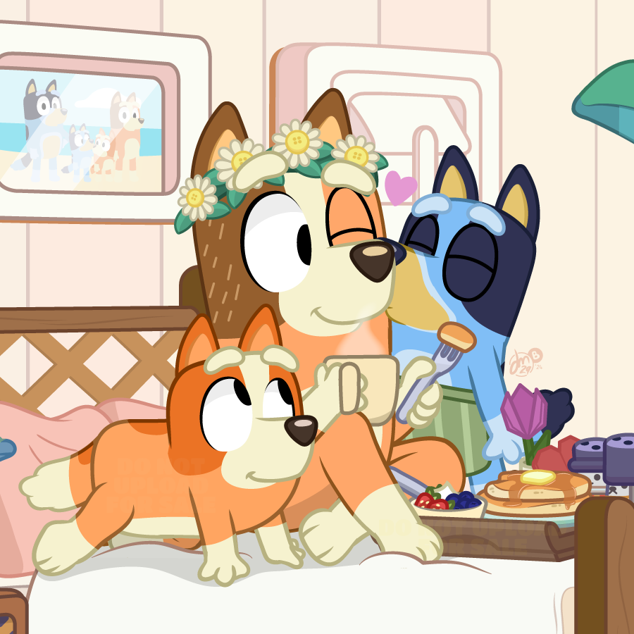judacris's tweet photo. A cheer all the hardworking and nurturing mothers, and the mothers out there who give their family their all.

#HappyMothersDay Weekend!
#Bluey #BlueyFanart #ChilliHeeler https://t.co/qDwI0jo3BM