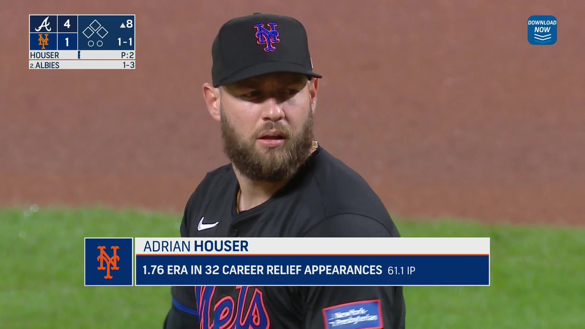 Adrian Houser is on for his first relief appearance as a Met.