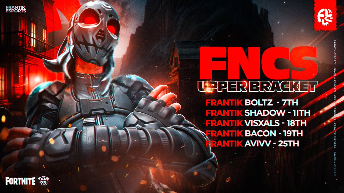 A exciting debut of FNCS heats for our ENTIRE roster 🥷 Congratulations to all our players dominating in Upper Bracket & showing what we are made of 🏆 The dawn of a new era #FrantikTakeover 🌪️