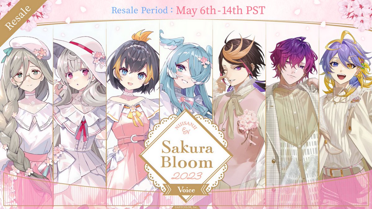 【Sakura Bloom Voice 2023 resale ongoing🌸】 #NIJISANJI_EN Sakura Bloom Voice 2023 is once again available🛒 Don't miss out! ⏰Available until: May 14 (Tue) 7:59 PDT 🔻Store: nijisanji-store.com/collections/sa…