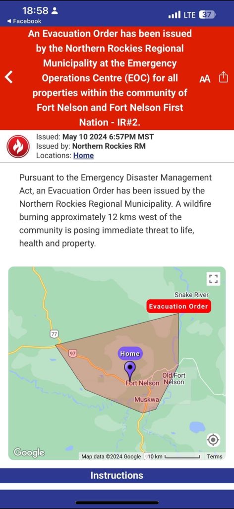 🚨🚨 Attention: Evacuation order issued for the entire Fort Nelson community and Ft Nelson First Nation due to out of control wildfire! Evacuate immediately and head south towards Fort St John. Stay safe everyone!🚨🚨