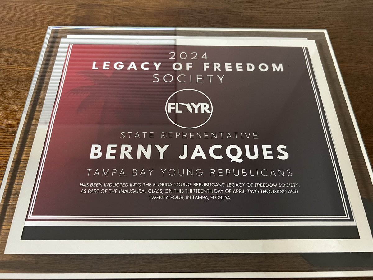 Last month I had the honor of being inducted into the inaugural class of the @FloridaYRs Legacy of Freedom Society! #FlashbackFriday #KeepFloridaFree
