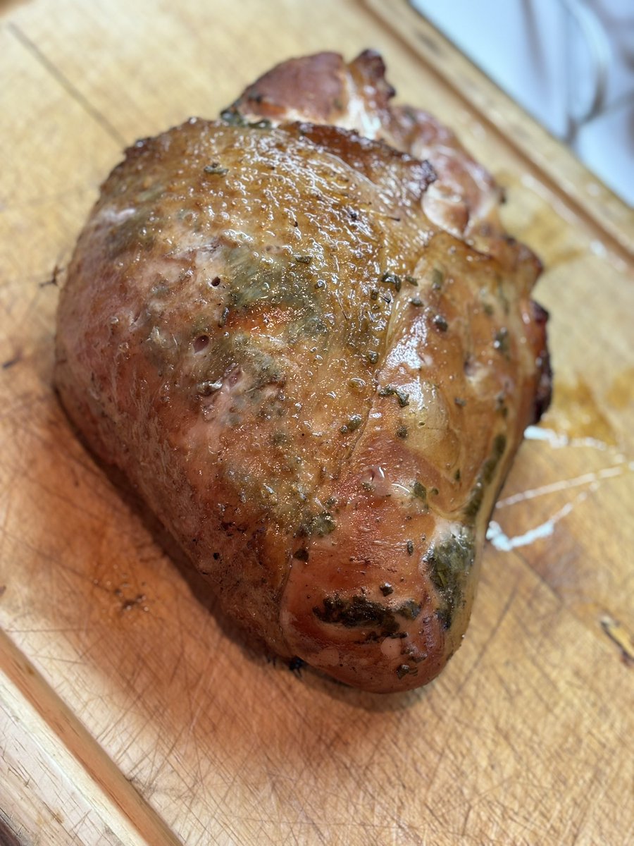 Brined Turkey breast, finished with Honey, Lemon, and Sage and then smoked on the pellet grill.