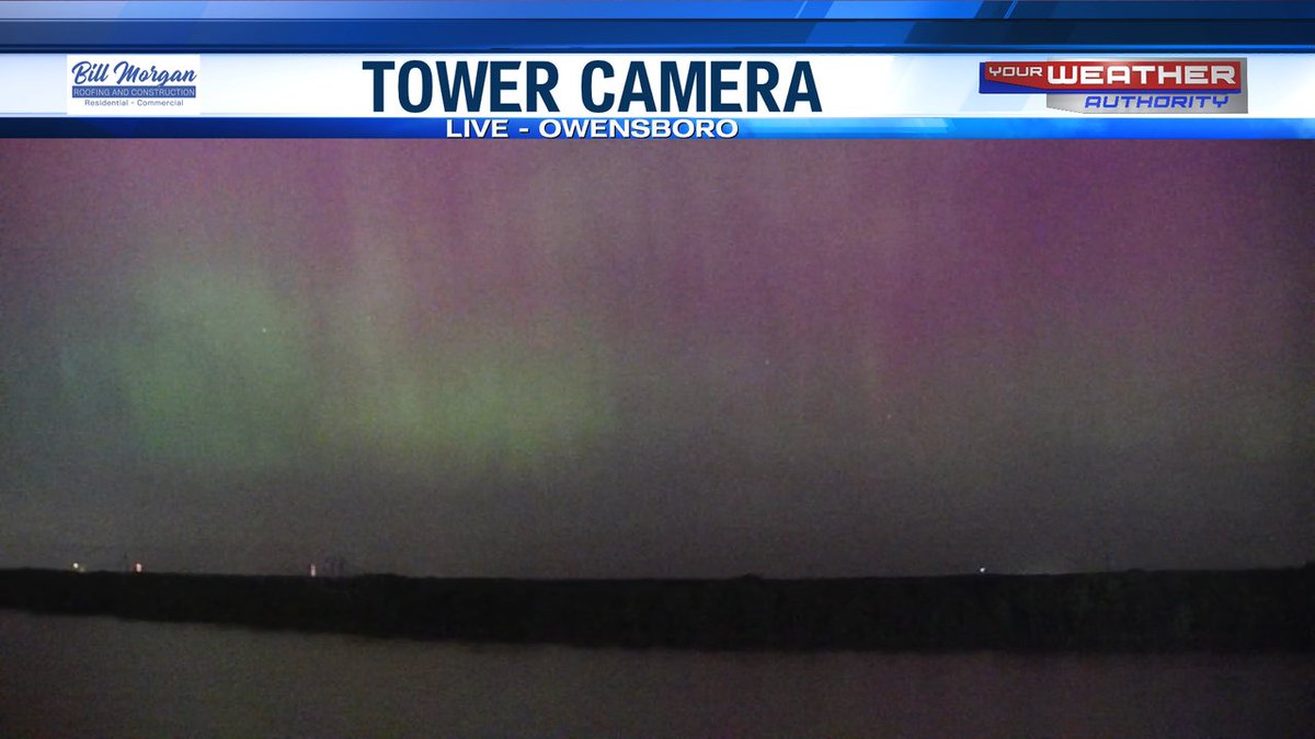 Amazing...the Northern Lights/Aurora is visible! Here's the view from our Owensboro tower camera looking to the north! #tristatewx #kywx #aurora
