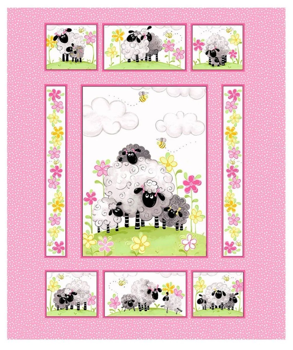 Lal the #Lamb #Mama fabric panel by Susybee, measuring 36 X 43 inches. Ideal for quilting projects, especially for #babyshower and #babygirl #quilts. #quiltingcotton, perfect for sewing enthusiasts. buff.ly/3SkPFyk