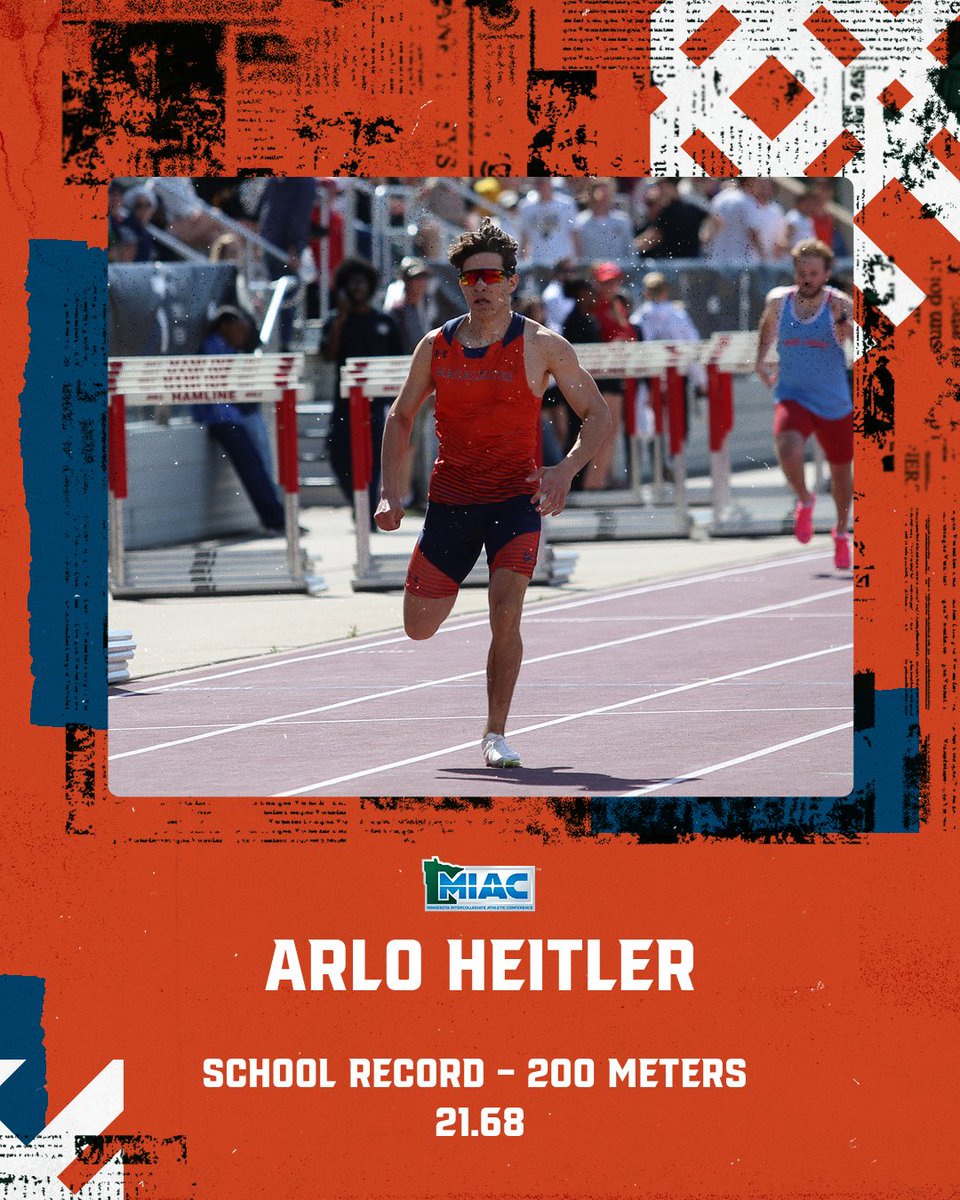 SCHOOL RECORD! Arlo Heitler broke his own school record in the 200 meters with a time of 21.68 in the prelims at the MIAC Championships! Heitler set the old record of 21.73 at the Rider/Bolstorff Invitational at Macalester two weeks ago. Go Scots! @macalesterxctf #GoScots #heymac