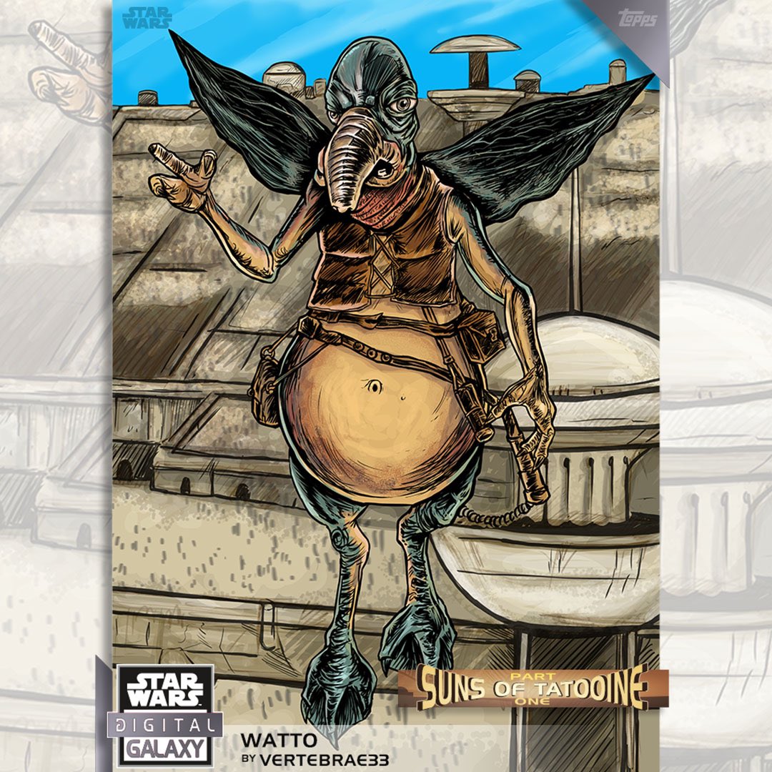 Excited to share my latest card illustration for @toppsswct !! In the 25th Anniversary year for Phantom Menace, I got to illustrate Watto -This one is dedicated to @blast_points & @TalkingBay94