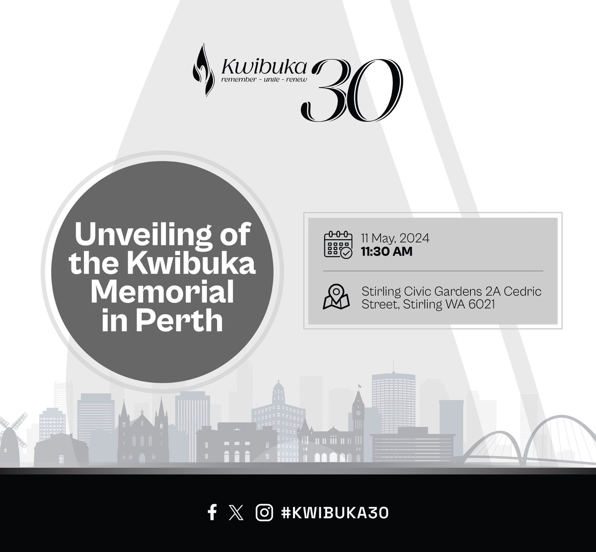 Today, in Perth, a memorial of the 1994 Genocide against the Tutsi is set to be launched, becoming the first ever in the Asia-Pacific region. The memorial is the brainchild of the Rwandan community in Western Australia. #Kwibuka30