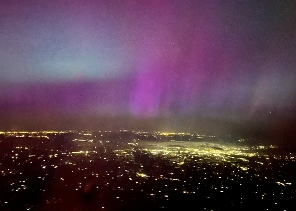 Stunning Aurora over South Carolina as I head back to Wilmington from DFW.
