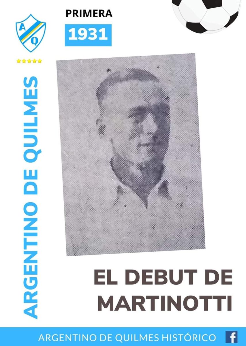 PCioccale's tweet photo. Alejandro Pedro Martinotti debut en @ArgdeQuilmesOf el 10/5/1931 hace 93 años. Él fue uno de los jugadores de #ElMate que jugó en el club en la era amateur como así también la profesional.
El defensor participó en 99 partidos sin convertir goles.
Datos : #ABCMate 
@PabloKersevan https://t.co/6REAr7QL3q