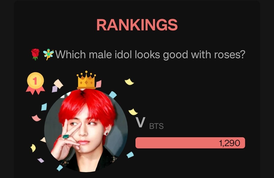 #CHOEAEDOL #ImagePick 🌹🧚‍♂️Which male idol looks good with roses? 🐯: 🥇1,290 | Gap: 216 votes ⚠️ 📆: May 10 - May 14 🗳️: myloveidol.com/onepick/514?lo… ♡ VOTE TAEHYUNG DAILY ♡