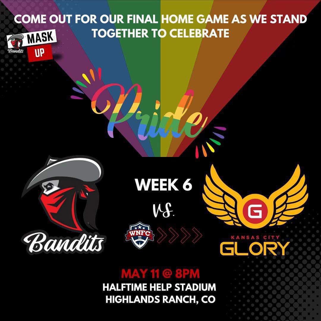 🚨 Be sure to catch our final home game tomorrow against <a href="/kansascityglory/">kim danley</a> at Halftime Help Stadium, 3270 Redstone Park Cir Highlands Ranch, CO  80129
Kick off is at 8pm! You don’t want to miss it! #wnfcfootball #HerGame  #ballininlove #lawlessgang #wnfcproud #pride🌈 #pridenight