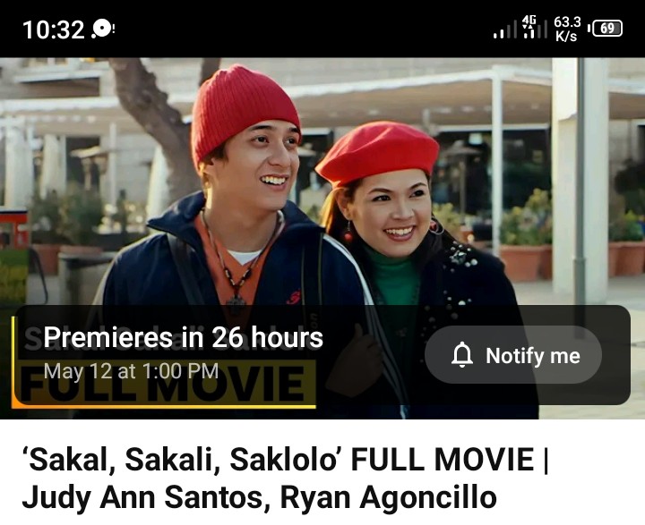 Dahil birthday ni Queen Judy Ann Santos ngayon, ipapalabas sa Star Cinema YT ang full movies ng:
 
Esperanza The Movie 
Mara Clara The Movie
Ang Dalawang Mrs. Reyes
Kasal, Kasali, Kasalo
Sakal, Sakali, Saklolo