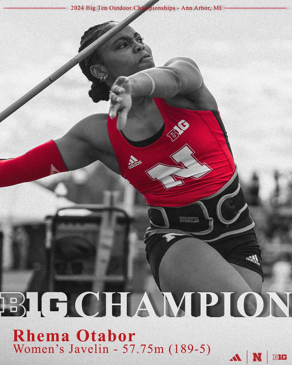 Back-to-back!!! Rhema Otabor is the Big Ten Javelin Champion for the second-straight year, throwing 189-5 (57.75m) on her second attempt!