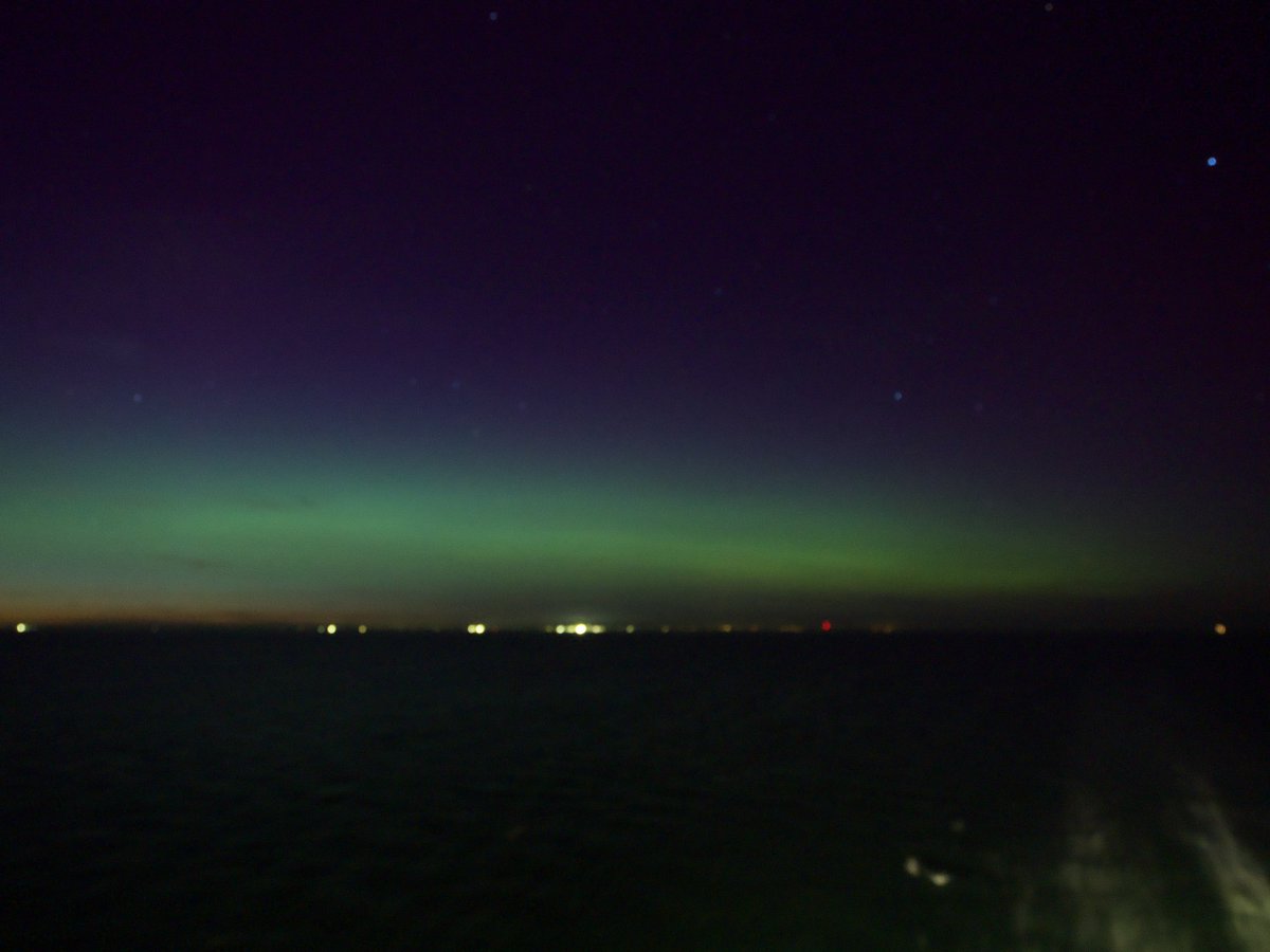Aurora over Dover from the channel.