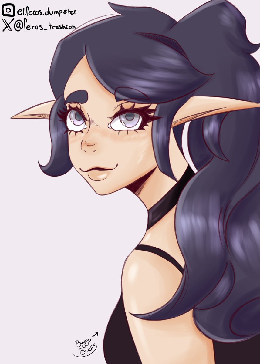 feras_trashcan's tweet photo. OMG she's so pretty so I had to make her a fanart. So here's a quick drawing I made of @BuggoBoots oc 😭😭 https://t.co/vUOvR4p4QY