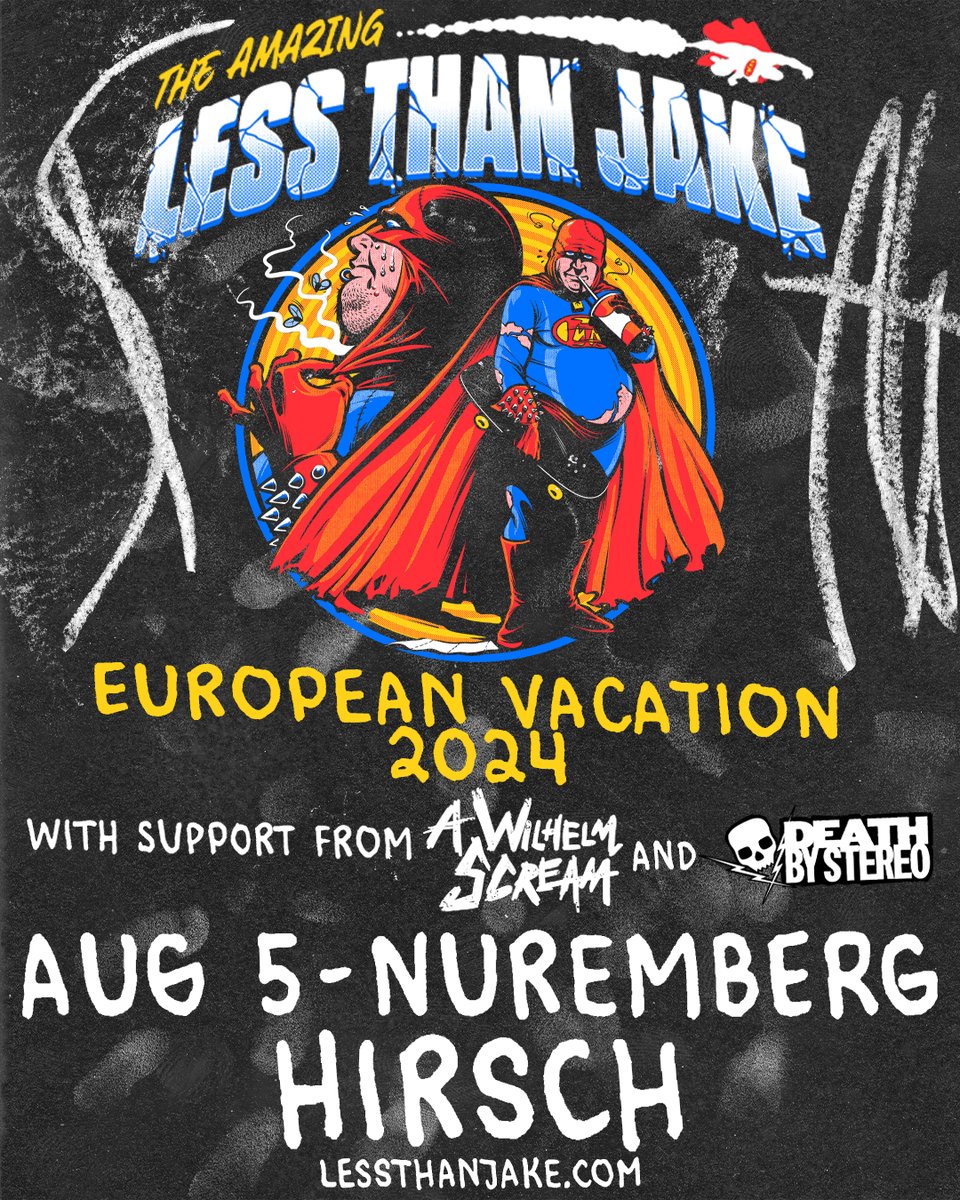 NUREMBERG. AUGUST 5. We are going to be bringing some noise to you at Hirsch. More noise will be supplied by @AWILHELMSCREAM and @skullandbolts Got your tickets yet? tinyurl.com/LTJBERG